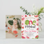 Watermeloen Waterverf 1e Verjaardagsuitnodiging Kaart (Staand voorkant)