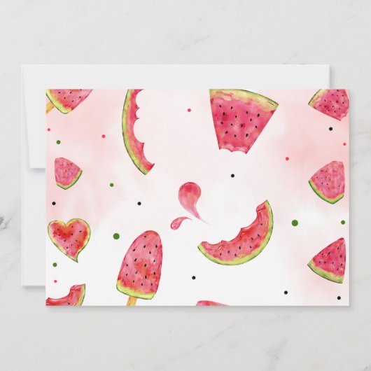 Watermeloen Waterverf 1e Verjaardagsuitnodiging Kaart (Achterkant)