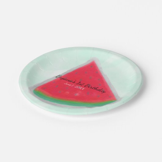 Watermeloen Waterverf Birthday Party Personalized Papieren Bordje (Gekanteld)