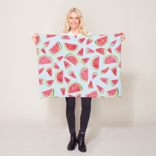 Watermeloen waterverf kleurrijke vlootsdeken fleece deken (In situ)