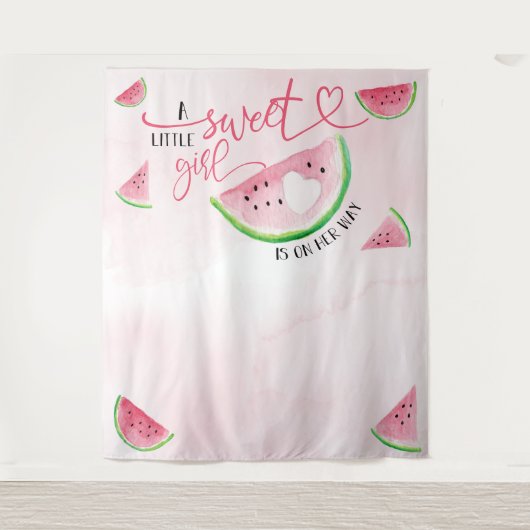 Watermeloen Waterverf Roze Baby shower Wandkleed (Voorkant)