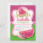 Watermeloen Waterverf Roze Birthday Uitnodiging (Voorkant)