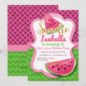Watermeloen Waterverf Roze Birthday Uitnodiging (Voorkant / Achterkant)