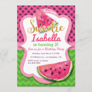 Watermeloen Waterverf Roze Birthday Uitnodiging