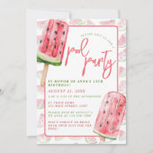 Watermeloen Waterverf Summer Pool Party Kaart (Voorkant)
