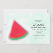 Watermeloen Waterverf Verjaardagsfeestje Uitnodigi Kaart (Voorkant)