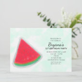 Watermeloen Waterverf Verjaardagsfeestje Uitnodigi Kaart (Staand voorkant)