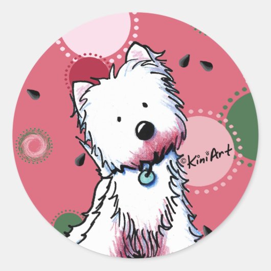 Watermeloen Westie Stickers (Voorkant)