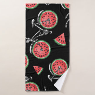 Watermeloen wielfietsen, zomer patroon. badhanddoek