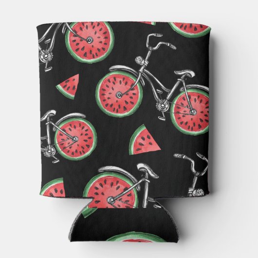 Watermeloen wielfietsen, zomer patroon. blikjeskoeler (Achterkant)