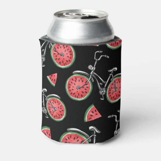 Watermeloen wielfietsen, zomer patroon. blikjeskoeler (Blikje Achterkant)