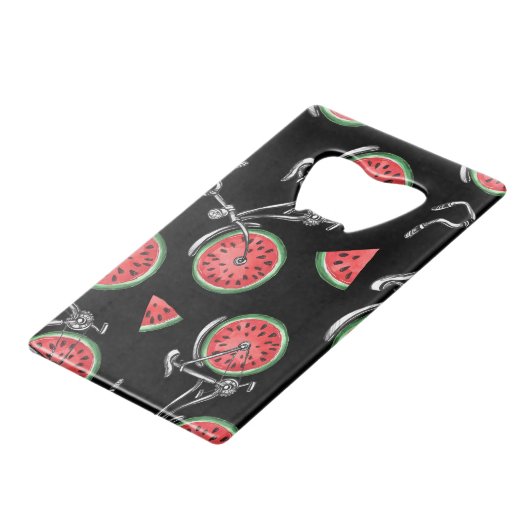 Watermeloen wielfietsen, zomer patroon. creditkaart flessenopener (Achterkant Gekanteld)