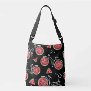 Watermeloen wielfietsen, zomer patroon. crossbody tas