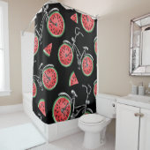 Watermeloen wielfietsen, zomer patroon. douchegordijn (In situ)