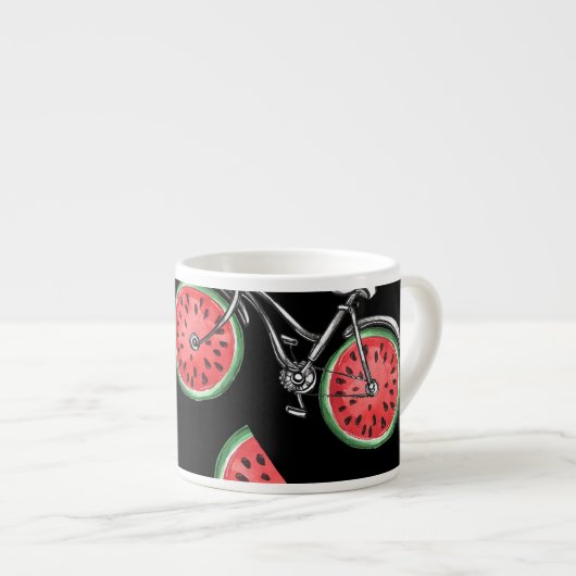 Watermeloen wielfietsen, zomer patroon. espresso kop (Voorkant rechts)
