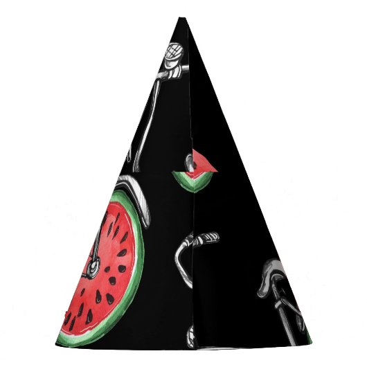 Watermeloen wielfietsen, zomer patroon. feesthoedjes (Achterkant)