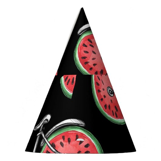 Watermeloen wielfietsen, zomer patroon. feesthoedjes (Links)