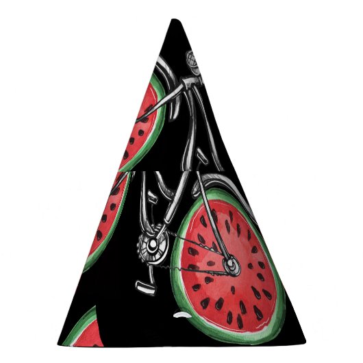 Watermeloen wielfietsen, zomer patroon. feesthoedjes (Rechts)