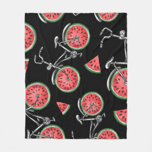 Watermeloen wielfietsen, zomer patroon. fleece deken