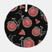 Watermeloen wielfietsen, zomer patroon. glas ornament (Achterkant)