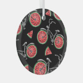 Watermeloen wielfietsen, zomer patroon. glas ornament (Voorkant Rechts)