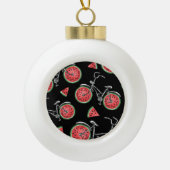 Watermeloen wielfietsen, zomer patroon. keramische bal ornament (Voorkant)