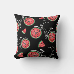 Watermeloen wielfietsen, zomer patroon. kussen