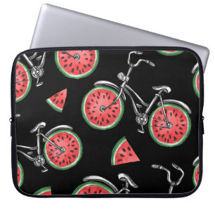 Watermeloen wielfietsen, zomer patroon. laptop sleeve