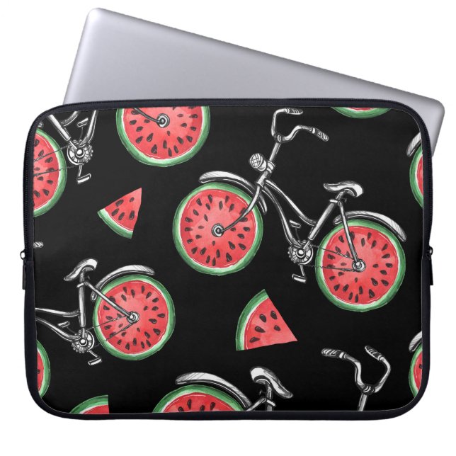 Watermeloen wielfietsen, zomer patroon. laptop sleeve (Voorkant)