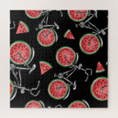 Watermeloen wielfietsen, zomer patroon. legpuzzel (Horizontaal)