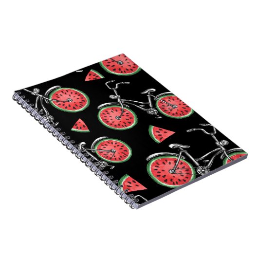 Watermeloen wielfietsen, zomer patroon. notitieboek (Rechterzijde)