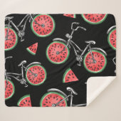 Watermeloen wielfietsen, zomer patroon. sherpa deken (Voorkant (horizontaal))