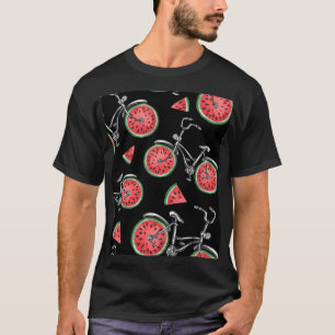 Watermeloen wielfietsen, zomer patroon. t-shirt