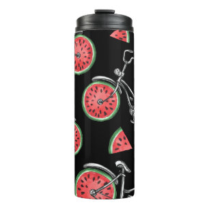 Watermeloen wielfietsen, zomer patroon. thermosbeker