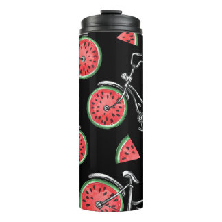 Watermeloen wielfietsen, zomer patroon. thermosbeker