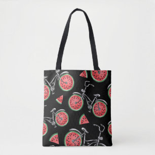 Watermeloen wielfietsen, zomer patroon. tote bag