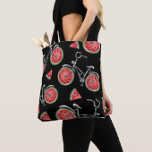 Watermeloen wielfietsen, zomer patroon. tote bag (Dichtbij)