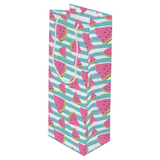 Watermeloen Wijn Cadeautas (Voorkant Gekanteld)