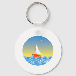 Watermeloen Zeilboot Sleutelhanger