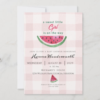 Watermeloen Zoete Meisje Zomer Roze Baby Shower Kaart