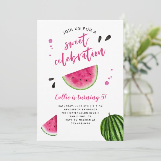 Watermeloen Zoete Viering Verjaardagsfeestje Kaart (Staand voorkant)