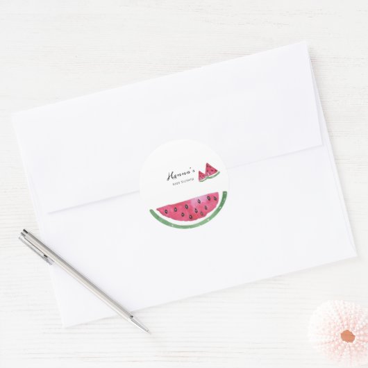 Watermeloen Zomer Baby Shower Sticker (Envelop)
