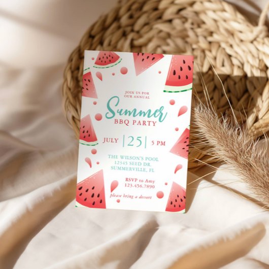 Watermeloen Zomer BBQ Achtertuin Feest Kaart