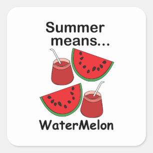 Watermeloen Zomer Betekent Watermeloen Fruit Feest Vierkante Sticker