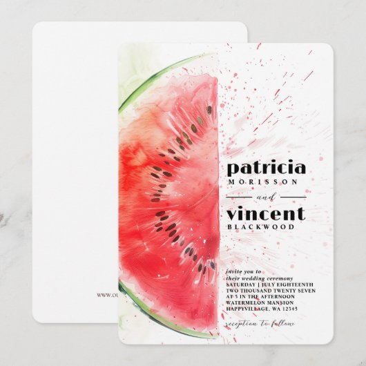 Watermeloen Zomer Bruiloft Kaart (Voorkant / Achterkant)
