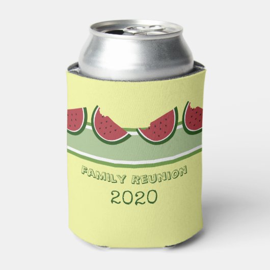 Watermeloen Zomer Familie Reünie Leuk Geel Blikjeskoeler (Blikje Voorkant)