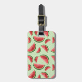 Watermeloen Zomer Fruit Patroon op Groene Kleur Bagagelabel (Voorkant verticaal)