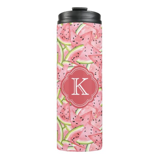 Watermeloen Zomer met Custom Monogram Thermosbeker (Voorkant)