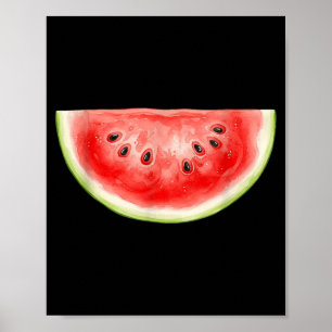 Watermeloen Zomer Waterverf Fruit Schijf Sapig Poster