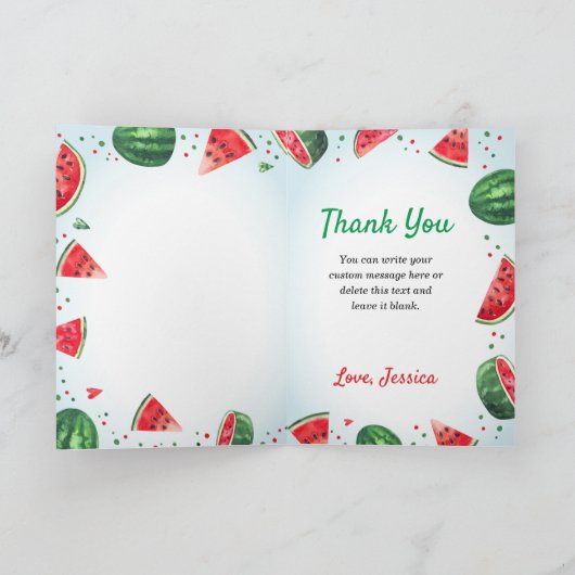 Watermeloen Zomerfeest Bedankt Vouwkaart Kaart (Binnen)